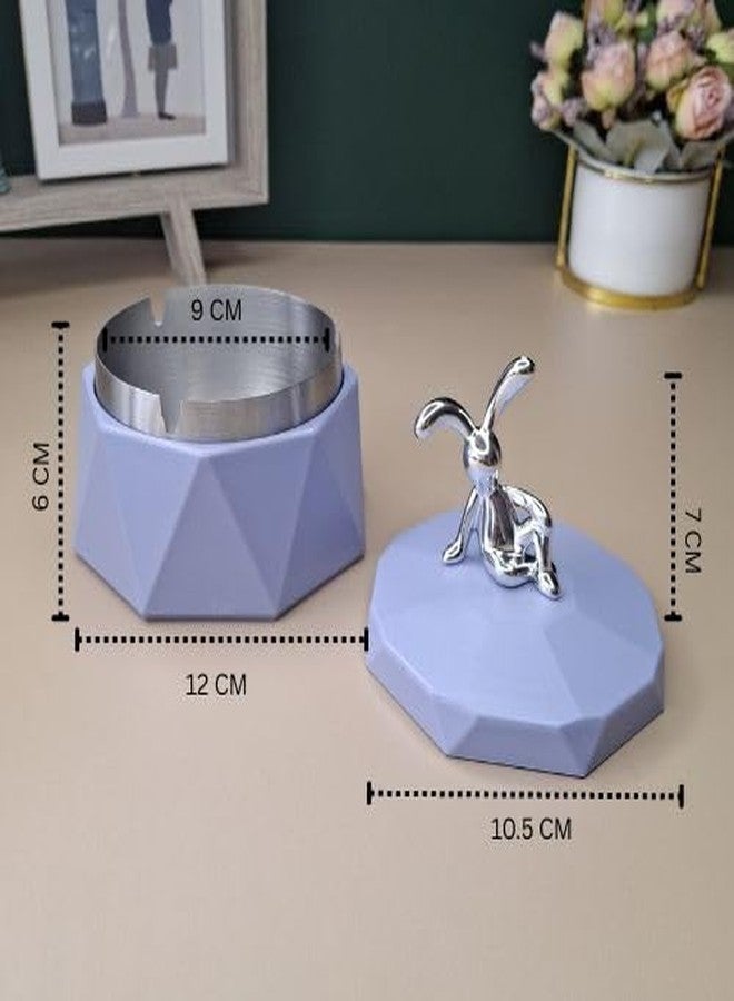 CORAL TREE Stainless Steel & Plastic Base Portable Ashtray Spinning Lid Modern Tabletop Ashtray With Non Slip Stronger Base for Home Office Indoor or Outdoor for Men & Women (Powder Blue) - Image 5